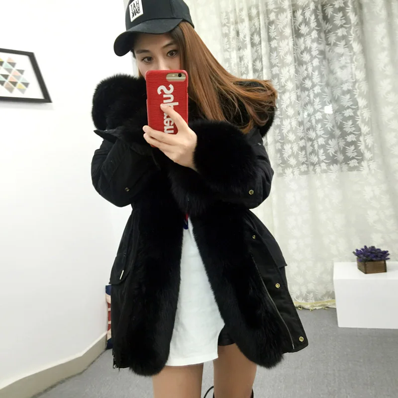 2022 Winter Jacket Women Natural Real Fox Fur Collar Coat 90 White Duck Down Long Parka Outwear Parkas Jacket Warm
