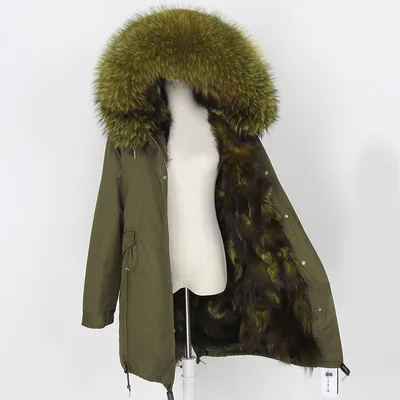 15 fox fur liner Длинная парка, зимняя куртка для женщин, воротник из натурального меха енота, капюшон, подкладка из натурального Лисьего меха, верхняя одежда, отстегивающаяся уличная одежда, новинка - Цвет: 15 fox fur liner
