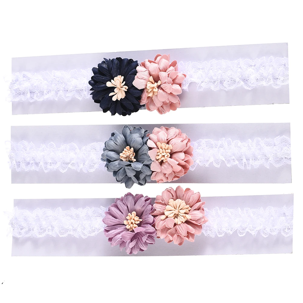 M MISM Hot Newborn Cute Hair Accessories Double Colors Flower Headband Lace Elastic kids Lovely Daily life Headdress | Аксессуары для