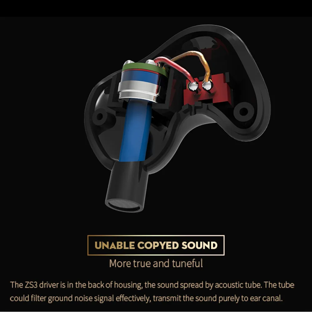 KZ ZS3 эргономичный съемный кабель наушники в ухо Спорт Музыка наушники с микрофоном 1J24 Прямая поставка