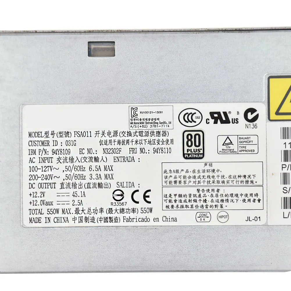 Для IBM X3550/X3650 M4 550W источник питания 94Y8110 94Y8109 43X3312|Блоки для компьютеров| |