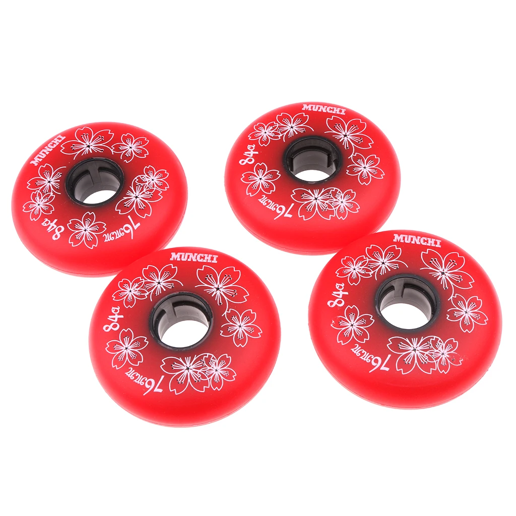 Red 4x уличные роликовые коньки горки хоккейные катания колеса скейтборд колеса замена 84A 72-80 мм - Цвет: Red