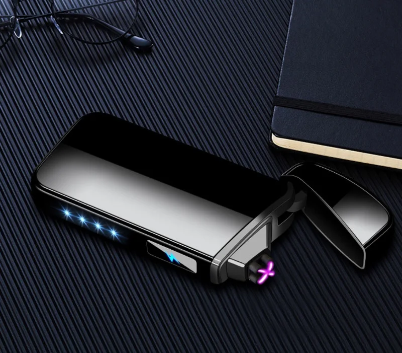 Двойная дуговая электронная USB Зажигалка, сенсорная Индукционная перезаряжаемая зажигалка, ветрозащитные зажигалки, аксессуары для курения, мужские подарки