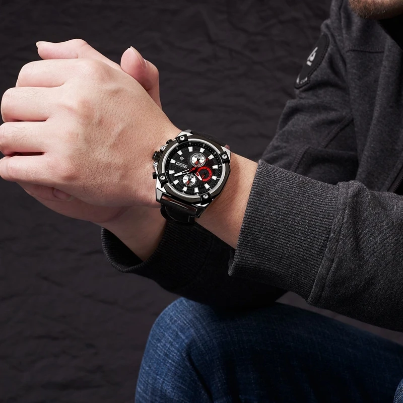 Лучшие брендовые роскошные часы мужские спортивные армейские военные кожаный ремешок MEGIR 2054 relogio masculino reloj