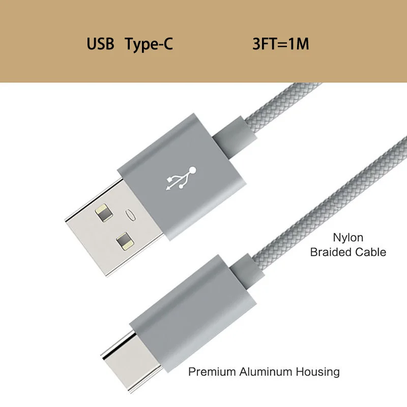 Кабель USB Type C 2.4A с быстрой зарядкой для смартфона Android синхронизация данных