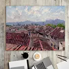 Украшение для дома, печать на холсте, настенные художественные плакаты, постеры, горизонтальная картина маслом в современной китайской архитектуре