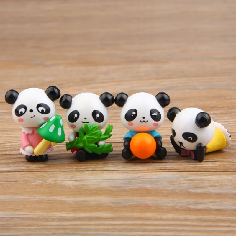 4pcs/lot Zakka Groceries Panda Life Version PVC Figures Toys Micro Garden Landscape Decoration Props Toy For Children Collection | Игрушки и