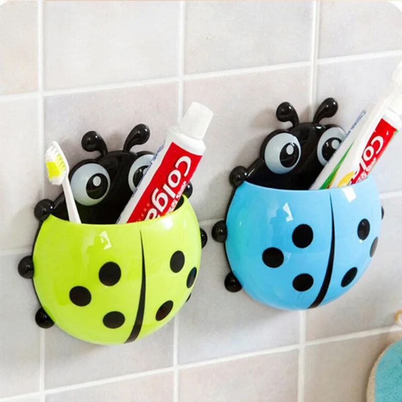 

New Lovely Ladybug Toothbrush Wall Suction Bathroom Sets Cartoon Sucker Toothbrush Holder / Suction Hooks #69824