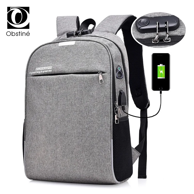 Деловой рюкзак с защитой от кражи и USB зарядкой для мужчин женщин дорожный