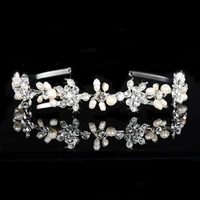 floralbride art deco alloy rhinestone crystal pearls wedding tiara headband bridal hair accessories bridesmaids princess women