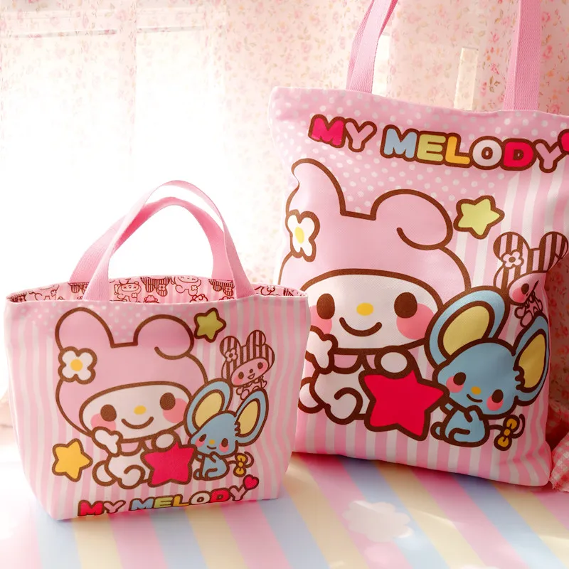 Мультяшная Hello Kitty Melody Cinnamoroll pompomprin Dog Холщовая Сумка для покупок женская сумка на плечо Детская сумка для обеда Эко сумка-тоут