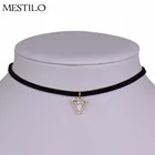 Женская бархатная цепочка MESTILO, черная короткая цепочка в стиле Харадзюку, треугольный каменный чокер, модные ювелирные украшения