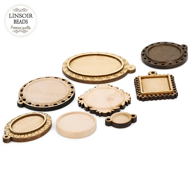 Новинка 10 шт./лот деревянные круглые квадратные Пустые Подвески поднос основа