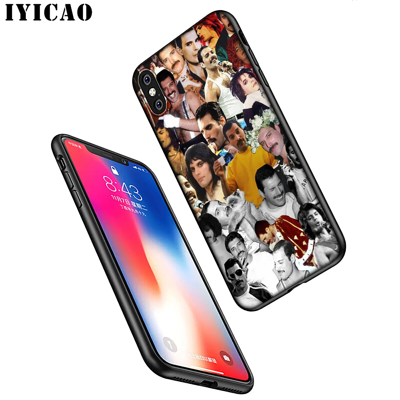 IYICAO Queen Freddie Mercury Soft Silicone Phone Case for iPhone XR X XS 11 Pro Max 6 6S 7 8 Plus 5 5S SE TPU Black Cover |