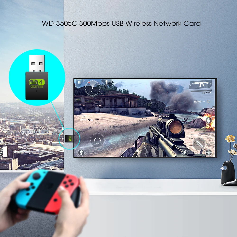 USB Wi-Fi адаптер Ethernet сетевой карты 300 Мбит/с 2 4 ГГц ПК антенна приемник AC модем