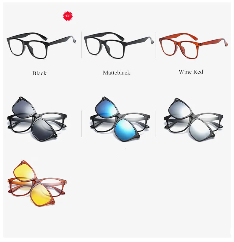 

VWKTUUN Polarized Sunglasses Men Clip On Glasses Mirror Clip Sunglass Night Vision Driving Sun glasses for Mens Points