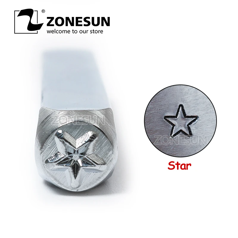 ZONESUN металлические штампы в форме звезды алфавит логотип стальные ювелирные