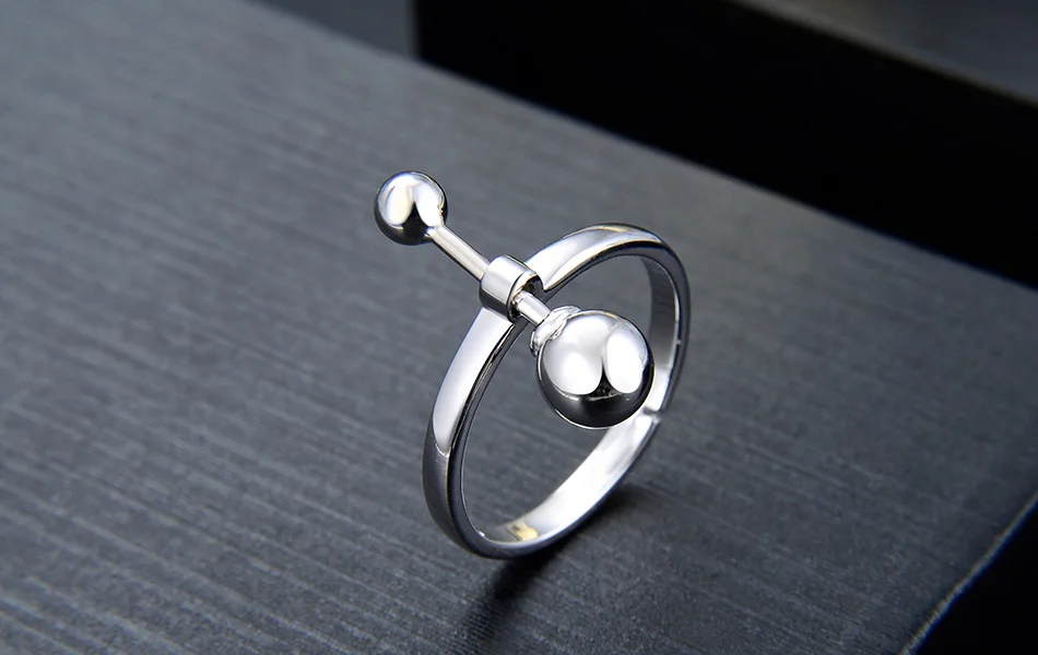 ORSA JEWELS женские кольца из натуральной 925 пробы, Серебряное двойное сферическое необычное регулируемое женское уникальное кольцо, ювелирное изделие SR120