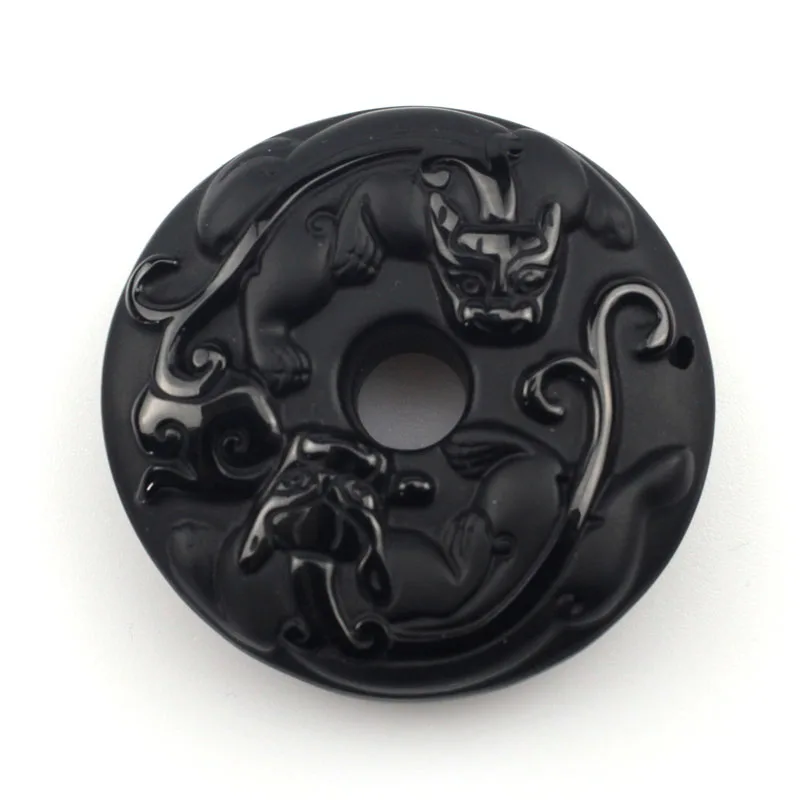 Женская подвеска пончик для подарка обсидиановое ожерелье|stone pendant|obsidian pendantnatural