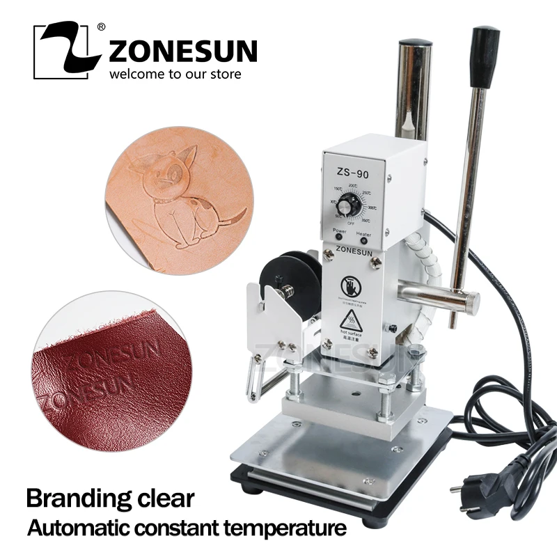 

ZONESUN 1 шт. 110В/220В ручная машина для штамповки и штамповки кожи ПВХ принтер с контролем температуры