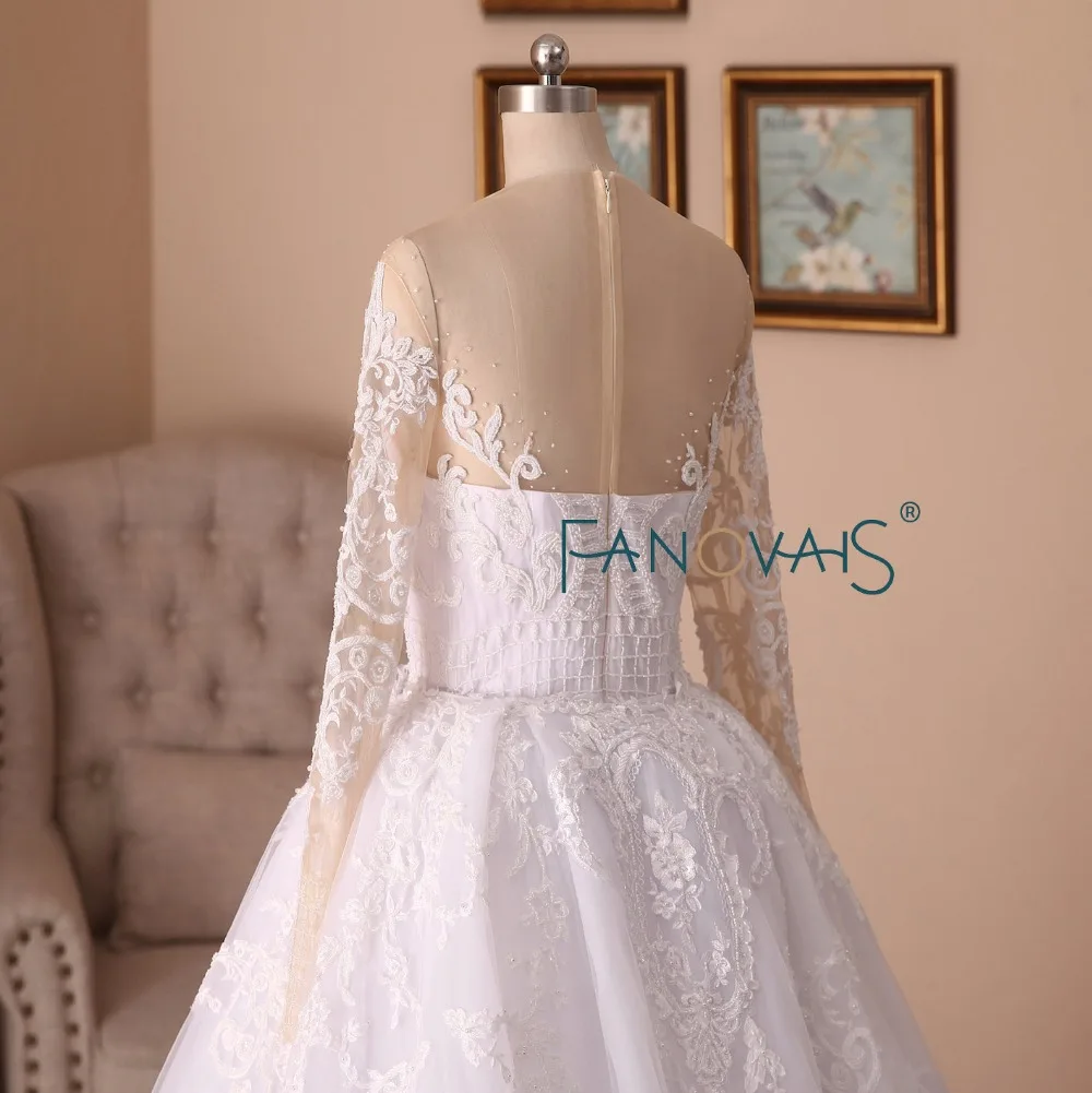 Роскошные свадебные платья с длинными рукавами со съемным шлейфом Vestido de Novia 2019