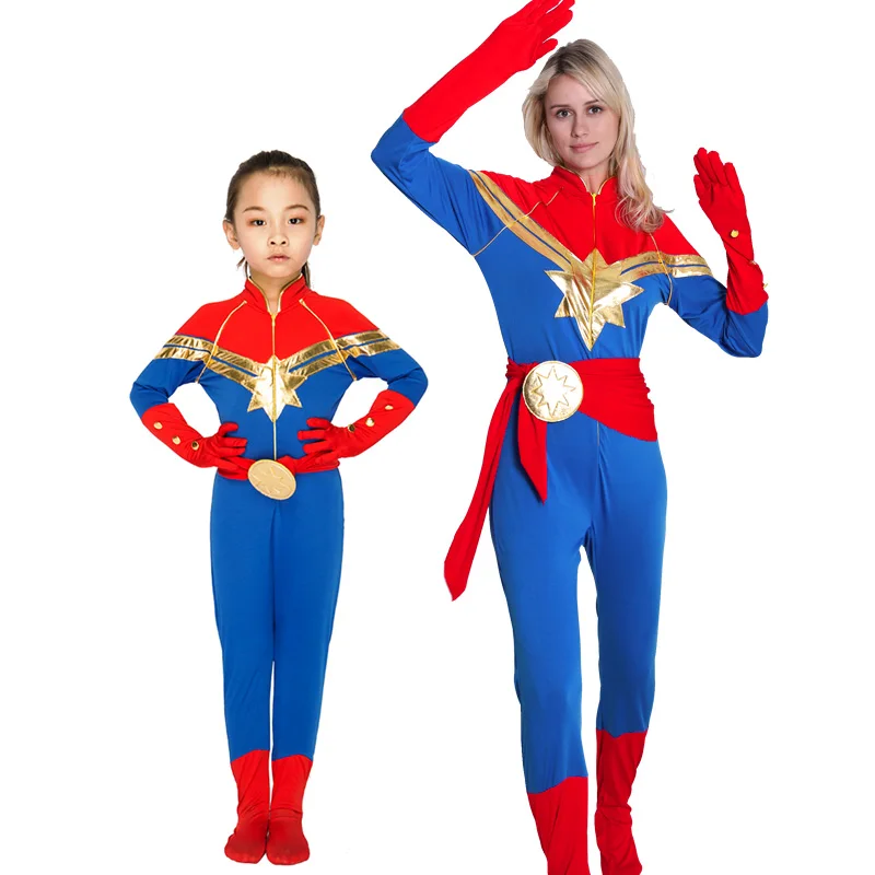 Новоназначенный Marvel Carol Danvers (Marvel Danvers) выделяется Cosplay mono Catsuit Halloween de baile lujo 3D