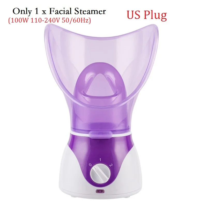 Purple US Plug Глубокая очистка, паровой аппарат для лица, Очищающий поры, паровой распылитель, Спа сауна, испаритель кожи с адаптером - Цвет: Purple US Plug