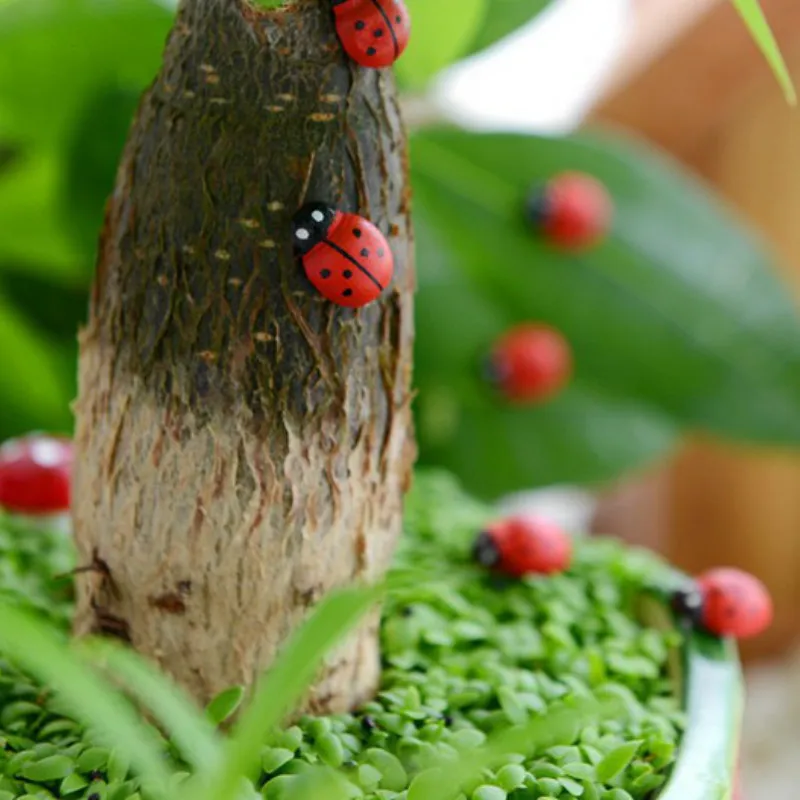10Pcs/lady bugs/insects/beatle/miniatures/lovely animals/fairy garden gnome/moss terrarium decor/crafts/bonsai/r008/model/toy | Дом и сад
