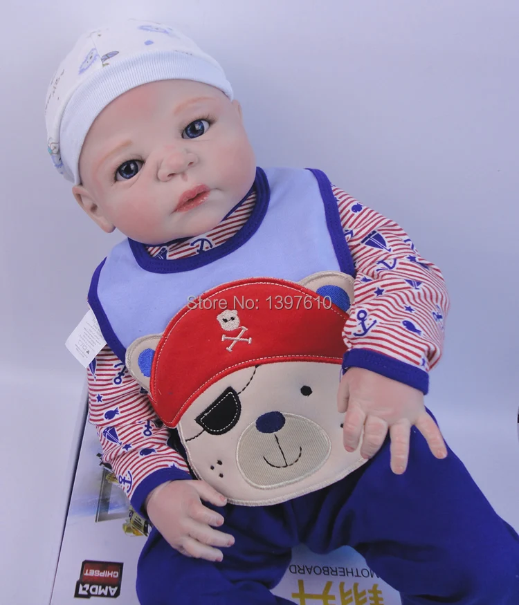 23 inches high quality soft silicone pure manual reborn dolls Realistic simulation baby doll collectible toys free shipping | Игрушки и