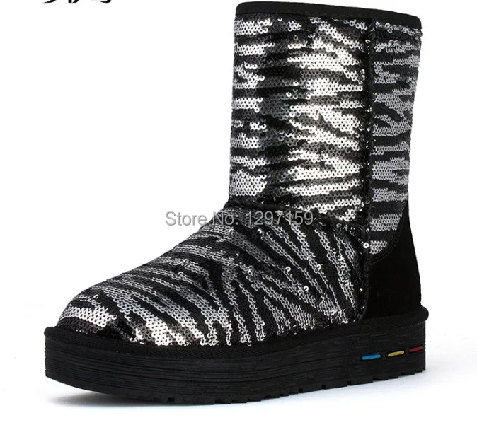 2015 Winter New Australia quality Women shoes Sequined Cloth waterproof boots calf-high rain first walk winter Boots snow | Обувь