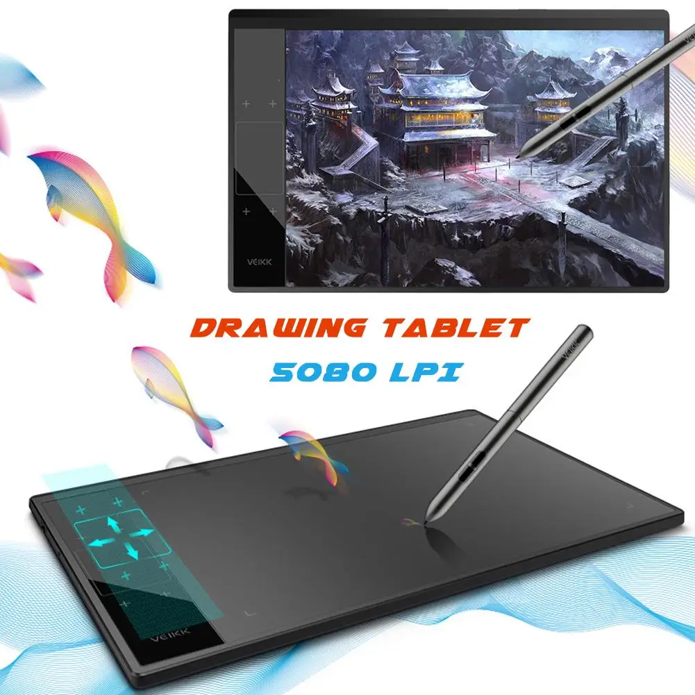 

10*6 Inch A30 Graphic Tablet 8192 Levels Digital Tablet Drawing Tablet 5080 LPI Tablet No Needing Charge Pen Keyboard