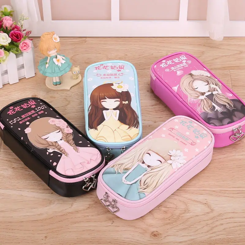 Многоразовый косметический чехол с большой вместительностью для карандашей и различных предметов из PU-кожи с бесплатной доставкой.