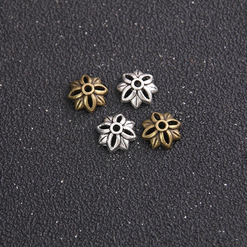 

30pcs 11*11mm Two Color Metal Alloy receptacle DIY spaced jewelry accessories Charms Receptacle Ball Caps For Jewelry Making