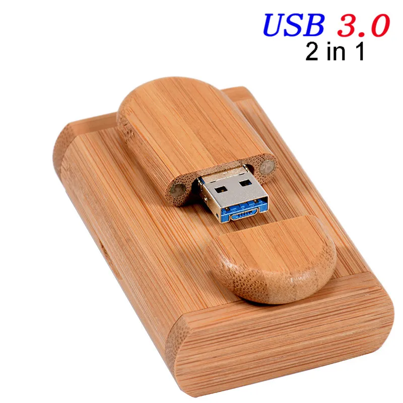 Carbonized bamboo POWERONE 2 в 1 OTG флеш-накопитель USB 3,0 флеш-накопитель 64 ГБ 32 ГБ 16 ГБ 4 ГБ Емкость u-диск USB флеш-накопитель смартфон карта памяти - Color: Carbonized bamboo