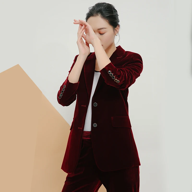 2018 Новинка весна осень женский винтажный бархатный блейзер Casaco Feminino тонкий