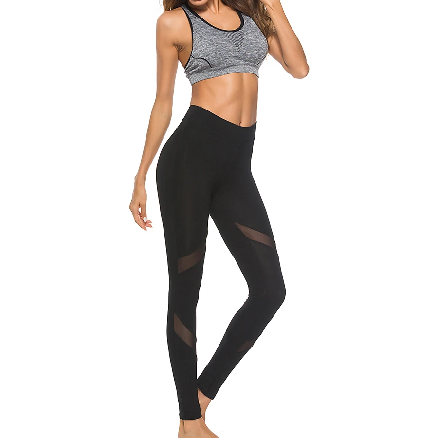 XS женская сексуальная сетка эластичные спортивные брюки штаны для занятий йогой