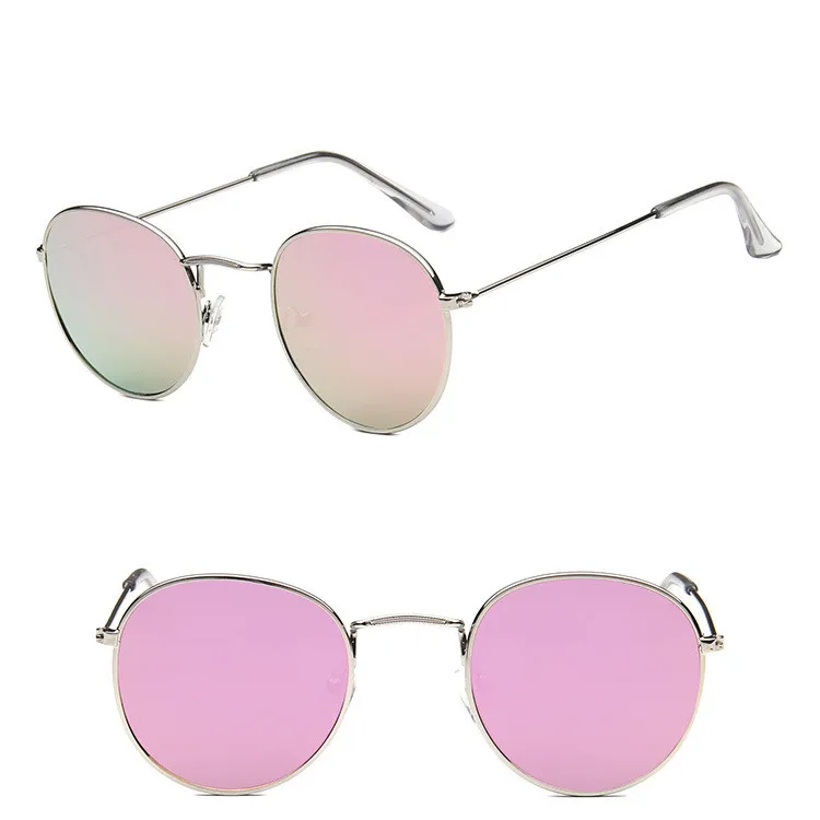 SilverPink Yoovos, винтажные металлические солнцезащитные очки для женщин, зеркальные, брендовые, дизайнерские, Круглые, женские солнцезащитные очки, классические, модные, Oculos De Sol Gafas - Цвет линз: SilverPink