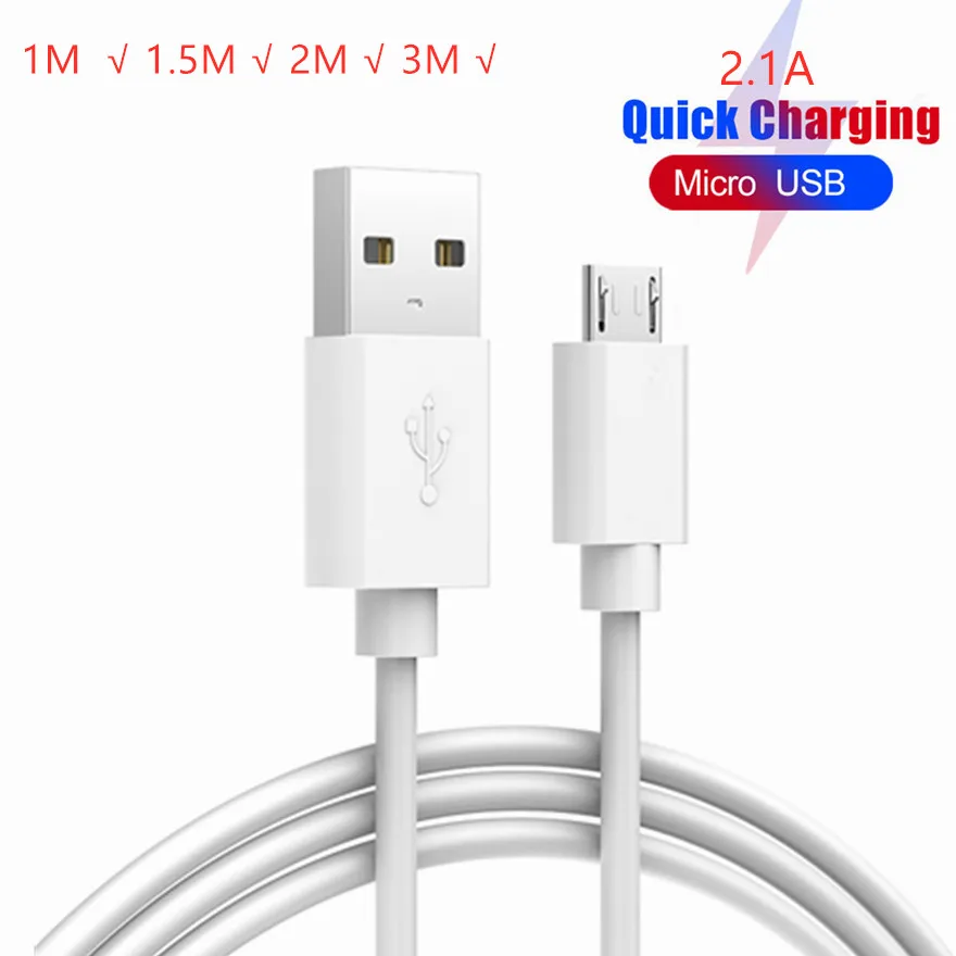 Cable Micro USB de 1M, 1,5 M, 2M, 3M, carga rápida, sincronización...