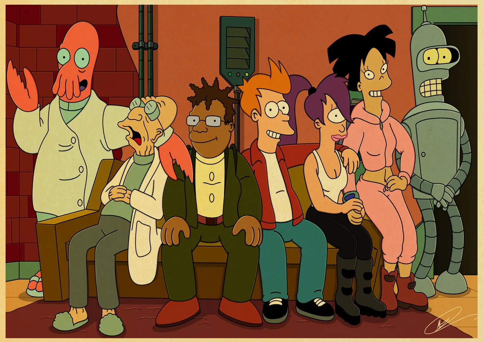 D130 ВИНТАЖНЫЙ ПЛАКАТ мультфильм FUTURAMA живопись Ретро плакат крафт-бумага для декора на стену для дома и бара - Цвет: D130