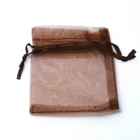 Dark Brown 10 шт. 7x9 см 9x12 см многоцветный свадебный подарочный мешочек из органзы для упаковки ювелирных изделий и мешков для ювелирных изделий - Цвет: Dark Brown