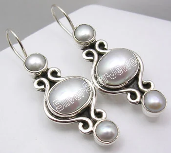 PEARL Chanti Международный Серебряный невиданный красный гранат 3 драгоценных камней дизайнерские милые серьги-подвески 3,8 см - Окраска металла: PEARL
