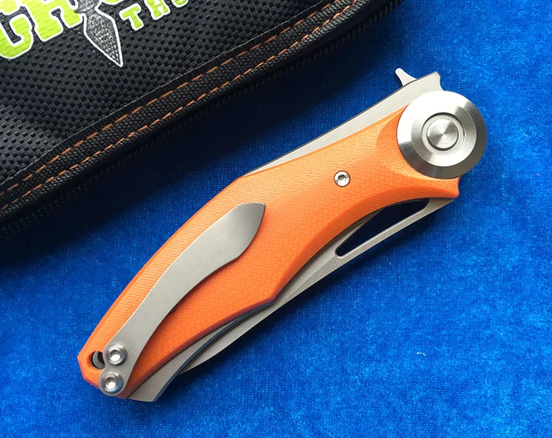 

Green thorn made Dark Flipper folding knife D2 titanium blade G10 handle outdoor survival hunting camping fruit knife EDC tools