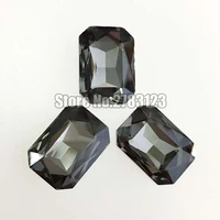 free shipping gray rectangle octagon shape high quality crystal glass pointback loose rhinestones model complete