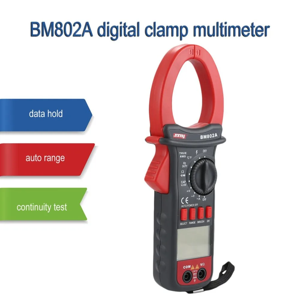 SZBJ BM802A 3999 отсчетов Цифровой мультиметр зажим AC/DC Напряжение Ток Tapacitor частота температура тестер True