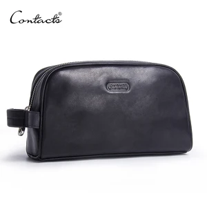 CONTACT'S Водонепроницаемая большая сумка -органайзер из натуральной кожи для хранения косметики с застежками молния 2019