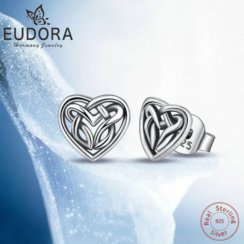 Серьги женские из серебра 925 пробы с сердечками|Серьги-гвоздики| |