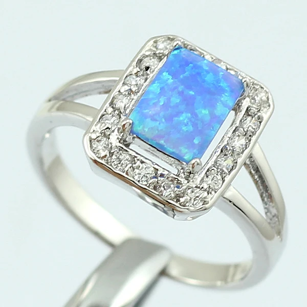 Haимис Синий огненный опал CZ женский коготь Inay модное Ювелирное кольцо Размер 6 5 61B