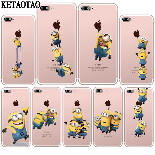 Забавные мультяшные Желтые Миньоны KETAOTAO чехлы для телефонов iPhone 4S 5C 5S 6 6S 7 8 Plus X