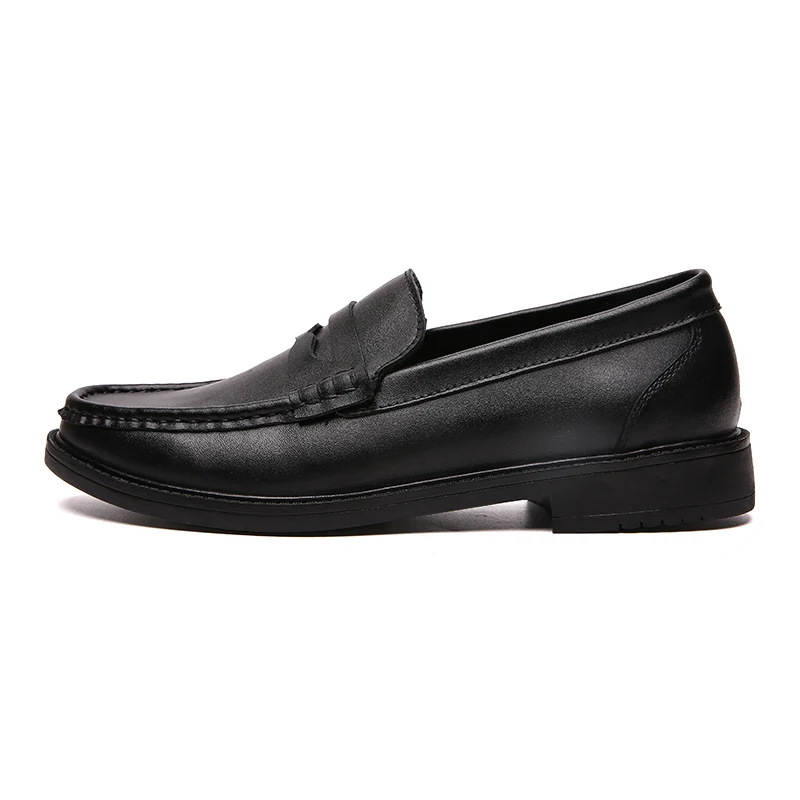 Men Formal Shoes Genuine Leather Loafers Soft Mocassin Homme Chaussure High Quality Dress Driving Boat Flats Shoes Gommino - Цвет: Black