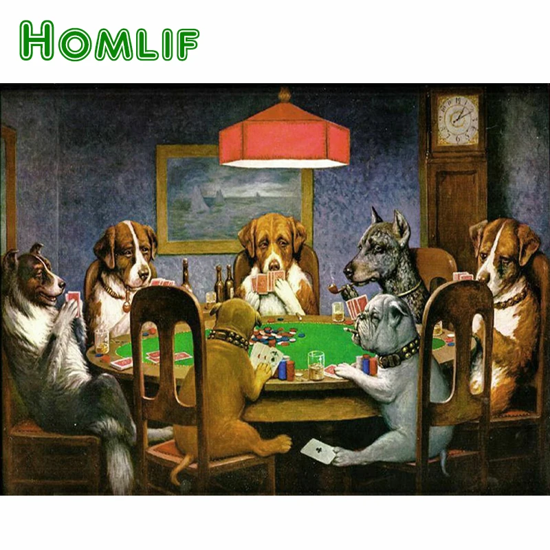 Алмазная 5D картина HOMLIF сделай сам с квадратными стразами вышивка Игра в покер